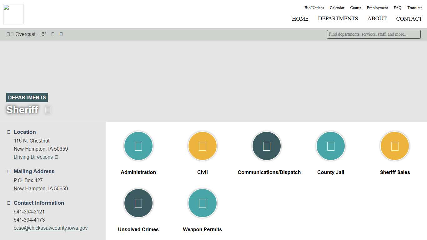 Sheriff - Law Enforcement - Chickasaw County, Iowa